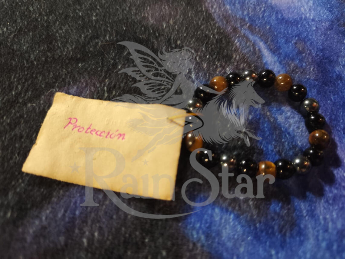 A compact, powerful bracelet combining obsidian, tiger's eye and magnetite, created to support energetic boundaries and stability.